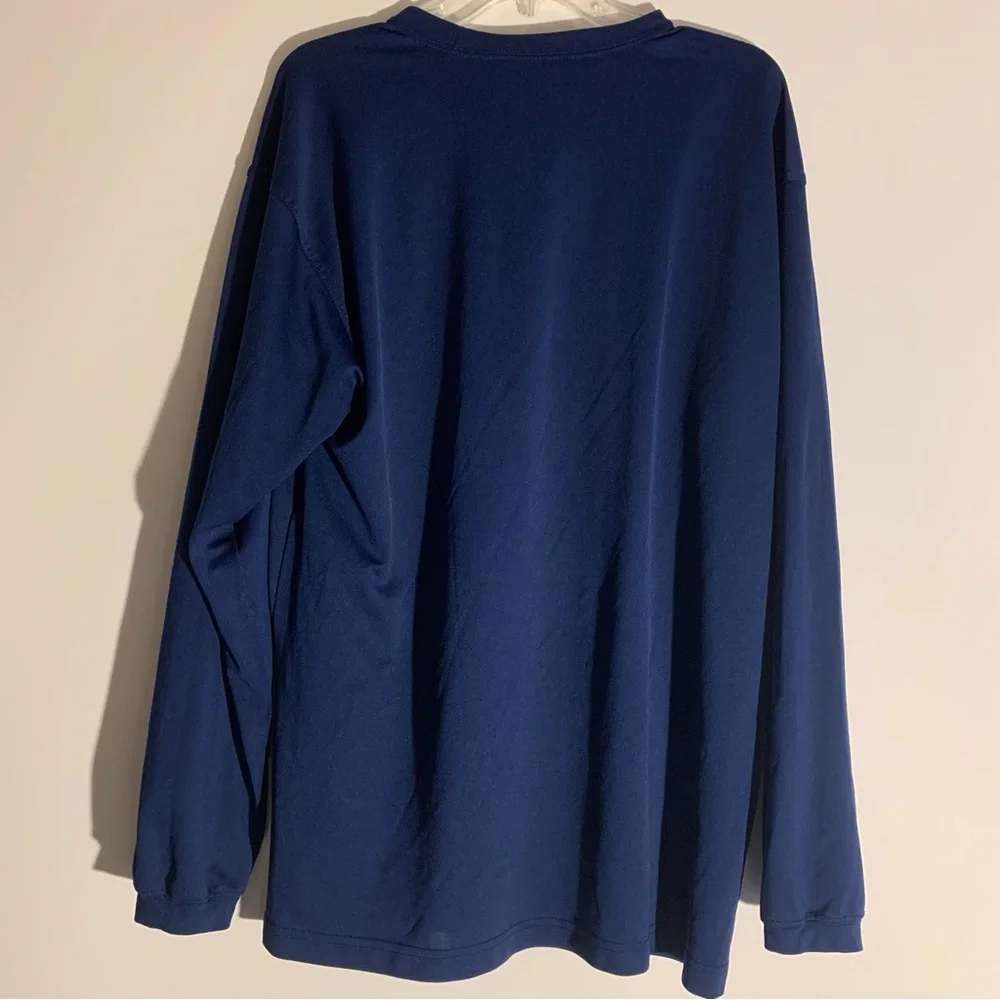 Men’s Athletic Compression Mock Crew Long Sleeve Shirt in Cobalt - Picture 2 of 3